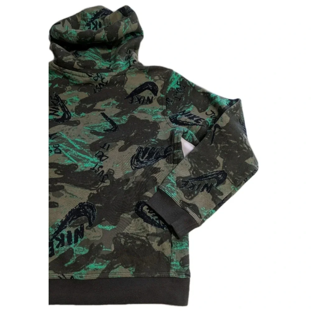 Nike Youth Hoodie Size‎ L Green Camo Just Do It Pullover Sweatshirt